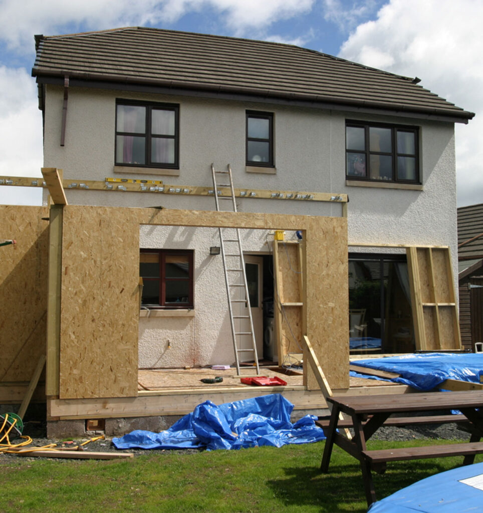 Image of a home addition project, displaying the expansion of a residential home.